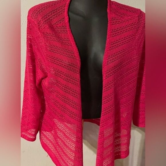 NWT medium Faded Glory pink waterfall open tie front shrug cardigan sweater - Picture 2 of 11